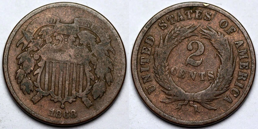 1868  Two Cent Piece - Image 1 of 1
