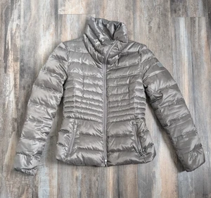 Armani Exchange Piumino Tessuto Lucido Donna Argento Puffer Taglia S Cappotto - Foto 1 di 6