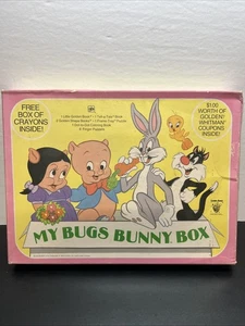 SEALED 1981 MY BUGS BUNNY BOX Little Golden Book etc Puppets Puzzle TWEETY W11 - Picture 1 of 9