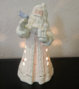 2008 Lenox "Season's Glow" Old World Santa w/Bluebird beleuchtete Skulptur kabelgebunden - Bild 1 von 17