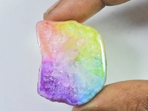 41Cts. Rainbow Solar Quartz Dyed Druzy Agate Slice Gemstone 25X32X05 MM F821 - Imagen 1 de 9