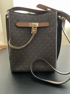 Michael Kors Brown Monogram Hamilton Legacy Leather Satchel Bag NWT - Picture 1 of 5