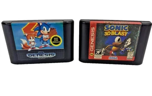 Sega Genesis Game Lot – Sonic 3D Blast & Sonic 2 Cartridges Only (2 Games) - Picture 1 of 10