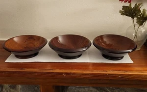 3 Handmade Mahogany Bowls - Made in Haiti - Picture 1 of 10