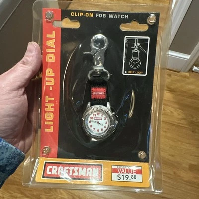 Sears Craftsman NOS Rare Clip On Fob Watch “tape Measure” Rugged Strap Stsinless - Image 1 of 4