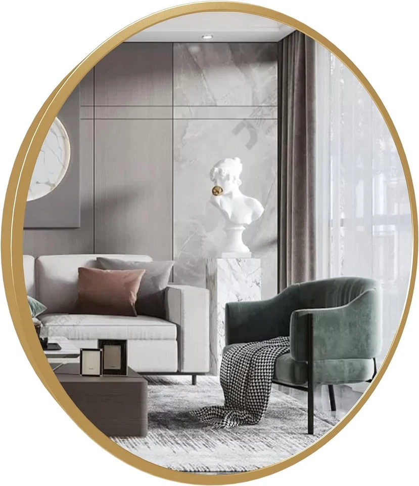 Specchio Rotondo Da Parete Con Struttura in Metallo – Design Moderno Ed Elegante - Immagine 1 di 4