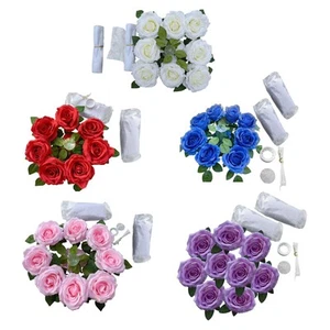Wedding Car Ornament Artificial Flowers Bouquet Mirror Decor Bridal Car Ornament - Picture 1 of 36