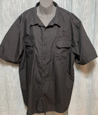 Red Ape 5X Mens Black On Black Logo Button Down epaulets Embroidered Logo - Image 1 of 4