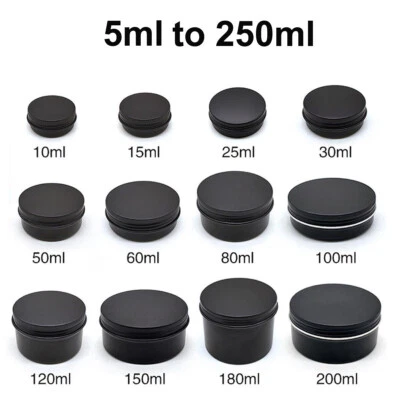 5-250ml Metal Tin Can Box Container Mini Portable Small Storage Candle Jar Black - Image 1 of 4