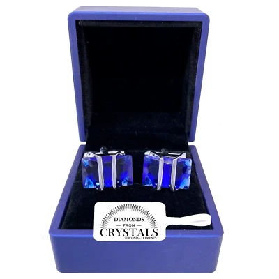 GEMELLI CAMICIA UOMO Donna con Cristalli Zirconi CERIMONIA matrimonio S7 Blu - Immagine 1 di 2