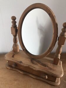 SOLID ANTIQUE PINE Dressing Table Mirror and drawer
