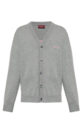 GUCCI Gray And Pink Wool/Cashmere Cardigan New & Authentic - Image 1 of 2