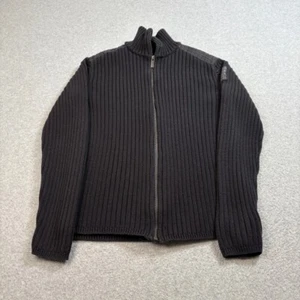 Calvin Klein Jean Sweater Men S Black Full Zip Ribbed Jacket Academia Heritage - Picture 1 of 10