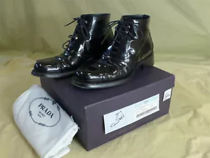 PRADA Black Spazzolato Nero Loafer Boots Calzature Donna Size 37.5/7.5 +Box - Picture 1 of 10