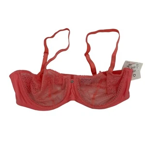 Passionata Cheeky 4051 Balconette-BH mit Bügel ohne Polsterung transparent Koralle 36D Neu mit Etikett - Bild 1 von 3