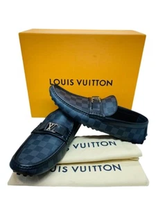 Louis Vuitton Hockenheim mocassino damier pelle nera 9 UK = 10 US - Foto 1 di 11