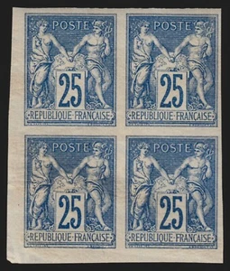 Nr.79a, Granet ungezähnt, Sage 25c blau, Typ II, neu * mit Scharnier - sehr guter Zustand - Bild 1 von 2