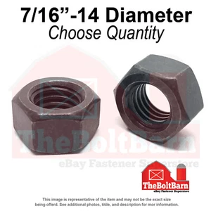 7/16"-14 Grade 8 Finished Hex Nuts Plain Coarse Thread (Pick Quantity) - Picture 1 of 7