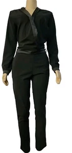 COTELAC BLACK SIZE 2 WOMEN'S JUMPSUIT WRAP TOP, LONG SLEEVE, #CB1 - Picture 1 of 12