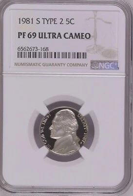1981 S Type 2 Jefferson 5C NGC PF 69 Ultra Cameo          DL37-42 - Image 1 of 2