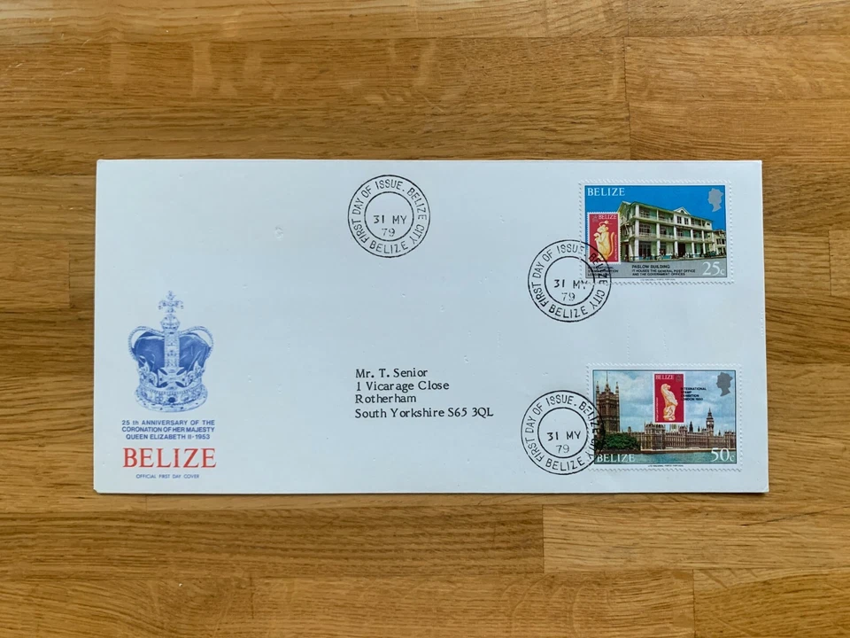 BELIZE 1979 FDC QUEEN ELIZABETH 2 CORONATION ANNIV BIG BEN HOUSES PARLIAMENT  - Image 1 of 1