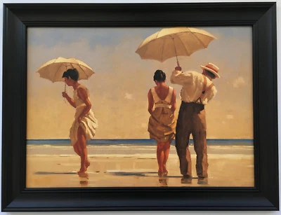 Jack Vettriano - Mad Dogs Enmarcado Efecto Lona Impresión 55cm x 42cm Arte Marco Negro Foto 1 de 4