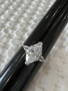 Cubic Zirconia Engagement Cluster Band 925 Sterling Silver Ring Size 8 3/4 - Picture 1 of 11