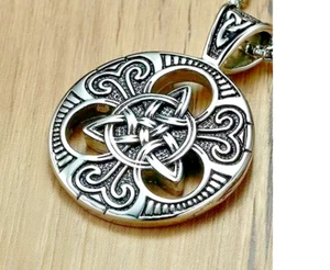 Big VIKING CELTIC  WHEEL Pendant 20" 925 Sterling Silver Plate ROPE Necklace Men - Picture 1 of 9