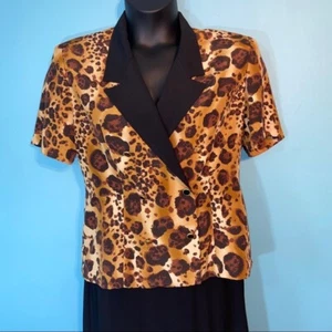 Vintage animal print double breasted blazer in size  large - Picture 1 of 6