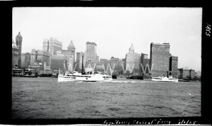 '25 Jersey Central Ferry Bajo Manhattan Skyline Nueva York Antiguo Barco Foto Negativo A18 - Imagen 1 de 1