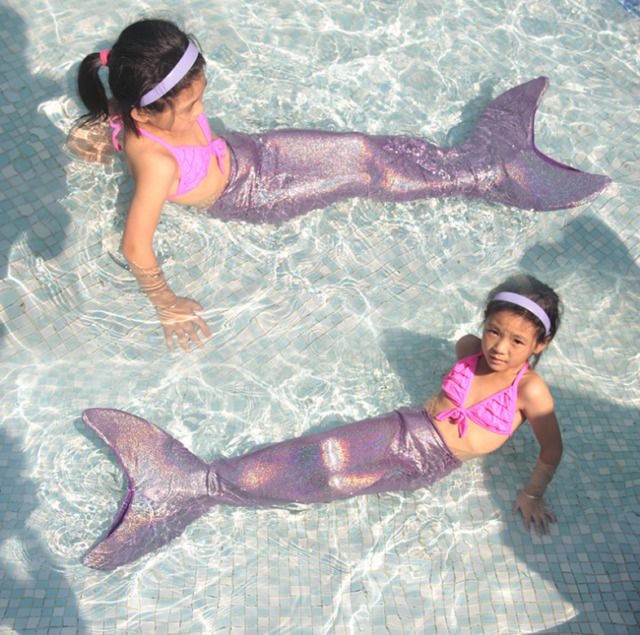 Fantasia de Sereia Infantil com Cauda Verde para Praia Piscina no