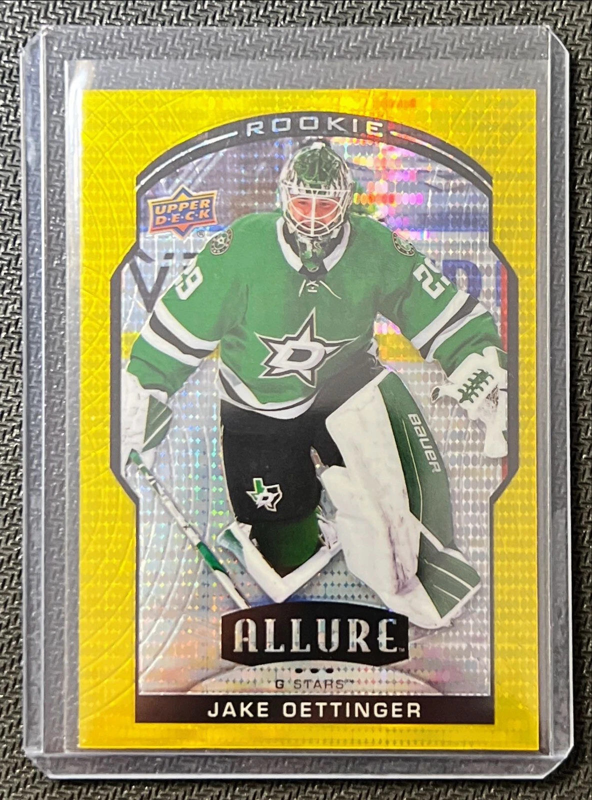 2020 UD Allure Jake Oettinger #91 RC Rookie Yellow Taxi Refractor SP Stars