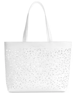 Oscar De La Renta-Fragrance-White Tote Bag Purse-(NEW WITH TAGS IN CLEAR BAG) - Picture 1 of 3