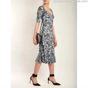 Vestido Erdem Glenys Midi Talla 14 Acanalado Estampado Floral Punta Elástica - Imagen 1 de 12