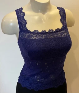 Lencería Arianne de Colección Años 90 Cami Tanque Talla M Corsé Elástico Estilo Encaje Púrpura - Imagen 1 de 8