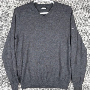 Nike Golf Tour Performance V Neck Sweater Mens XL Merino Wool Blend Gray Logo - Picture 1 of 8