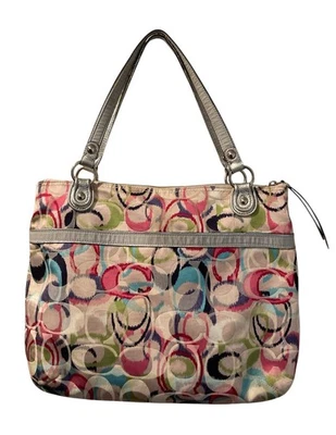 Cartera Coach Y2K Amapola Ikat Multi Firma Hombro Borde Plateado Rosa Azul 19876 Foto 1 de 4