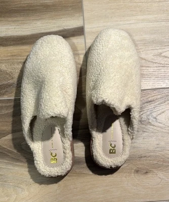 Anthropologie BC Footwear Prime Time Faux Fur Slippers - Cream - Size 9 - Image 1 of 4