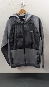 Columbia Herren Fleece Full Zip Jacke schwarz grau Größe L mit Taschen Kapuze - Bild 1 von 8