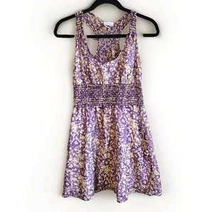 Dolan XS Mini Dress Purple Floral Linen Silk Racerback - Picture 1 of 6