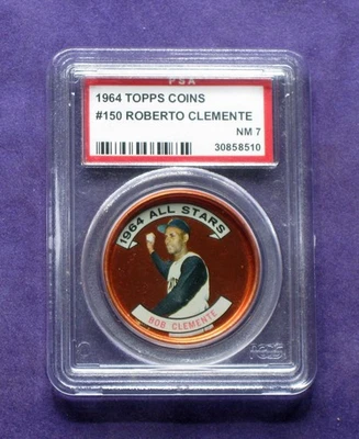 1964 Topps Coin Roberto Clemente  #150 PSA 7 (NM)  **Great Looking Coin** - Изображение 1 из 2