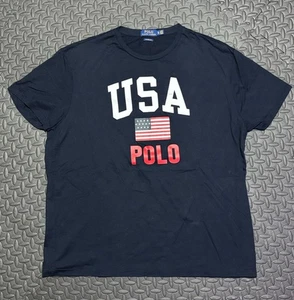 Polo Ralph Lauren Hemd Herren XL Blau Classic Fit USA Flagge POLO Grafik T-Shirt - Bild 1 von 4