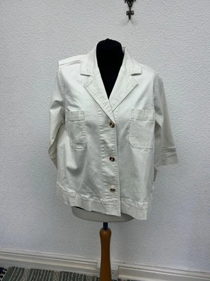Chaqueta Denim Marla Wynne Talla L 16 18 Damas Blanco Bolsillos Inteligente Nueva con Etiquetas Foto 1 de 4
