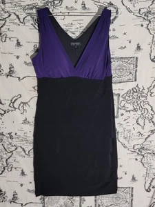 Enfocus Petite lila schwarz Colorblock ärmellos V-Ausschnitt Etuikleid 6P - Bild 1 von 8