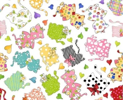 Loralie Designs - Aplicadores - Tela blanca para acolchado y artesanía con gatos Foto 1 de 2