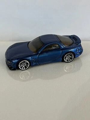 Coche coleccionable Hot Wheels Mattel 2017 HW Mazda RX-7 Mattel azul escala 1:64 raro Foto 1 de 4