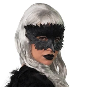 Schwarze Federmaske Augenmaske Krähe Rabenmaske Vogelmaske Gesichtsmaske Rabe - Bild 1 von 5
