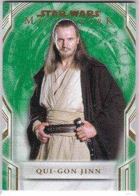 STAR WARS 2018 TOPPS MASTERWORK GREEN PARALLEL BASE 4 QUI-GON JINN 77/99 - Image 1 of 2