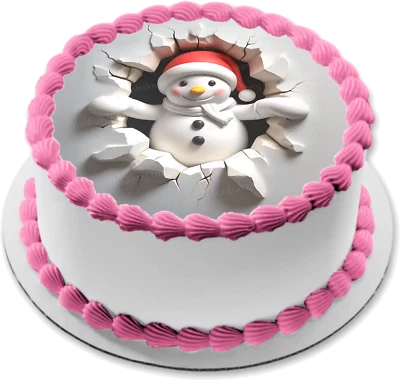 Weihnachten Schneemann Tortenaufleger essbar Muffin Deko Geschenk Mitbingsel Neu - Bild 1 von 4