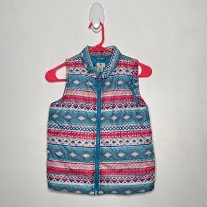 One Step Up  Vest Girls Size Medium 10-12 Southwest Full Zip Blue Pink Outerwear - Picture 1 of 4